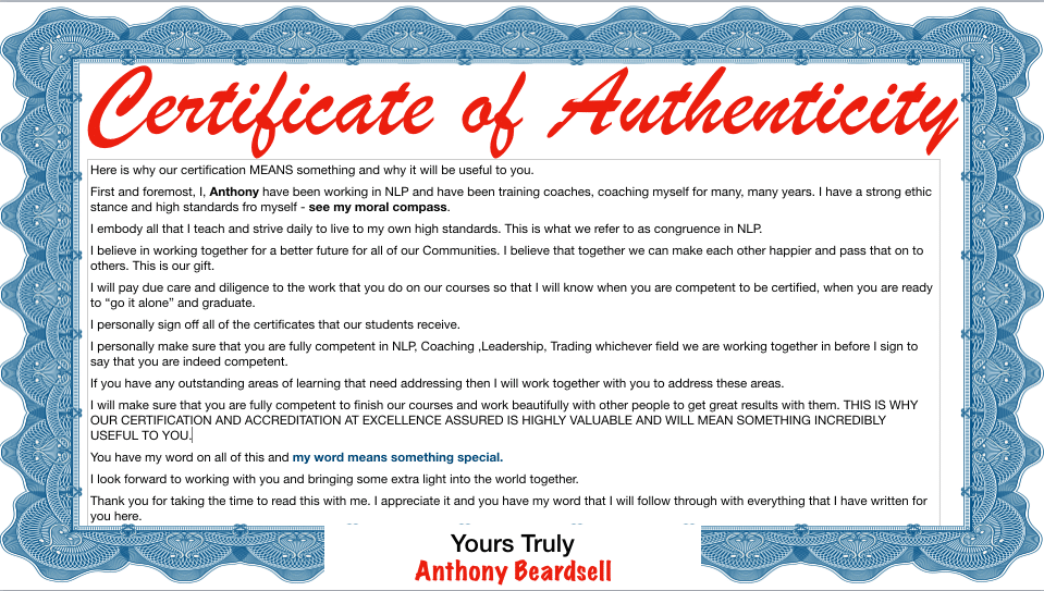 Coaching, NLP and Leadership Training certified and accredited online with authenticity